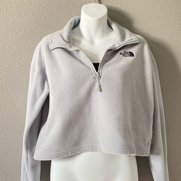 The North Face 100 Glacier 1/4 zip cropped fleece in gray Medium - Picture 9 of 16